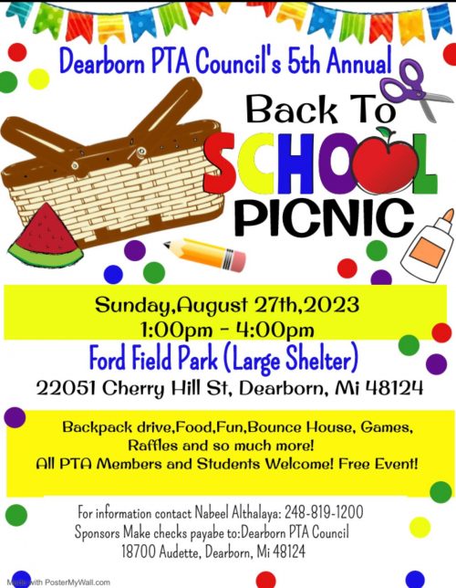 Flyer for PTA Council back-to-school picnic